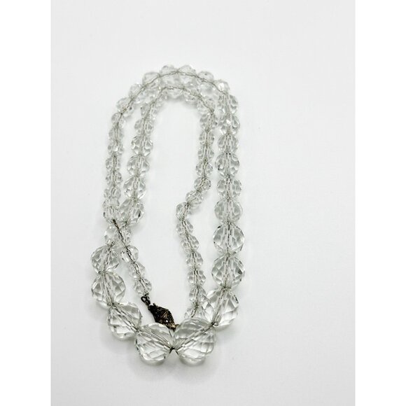 Vintage Graduated Faceted Crystal Bead On Chain Necklace 18.5” - Picture 9 of 9